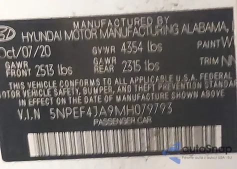 2021 Hyundai Sonata Sel from USA, damaged, VIN 5NPEF4JA9MH079793